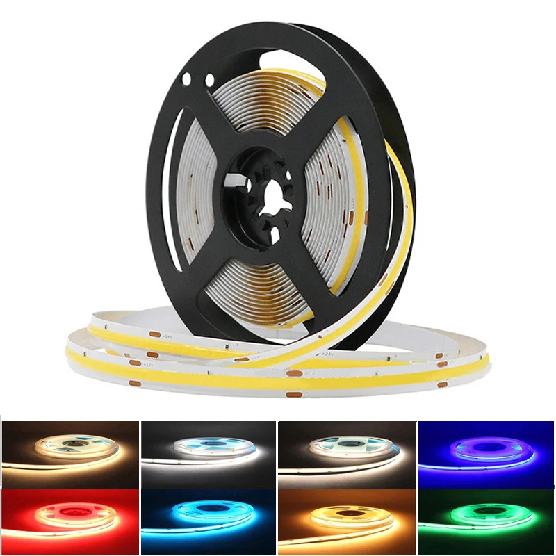 Cob Led Strip Light 12V 24V 320 Leds/M 0.5-10M Warm Nature Cold White Color Flessibile Led Tape Bar Light Per Room Home Room Decor