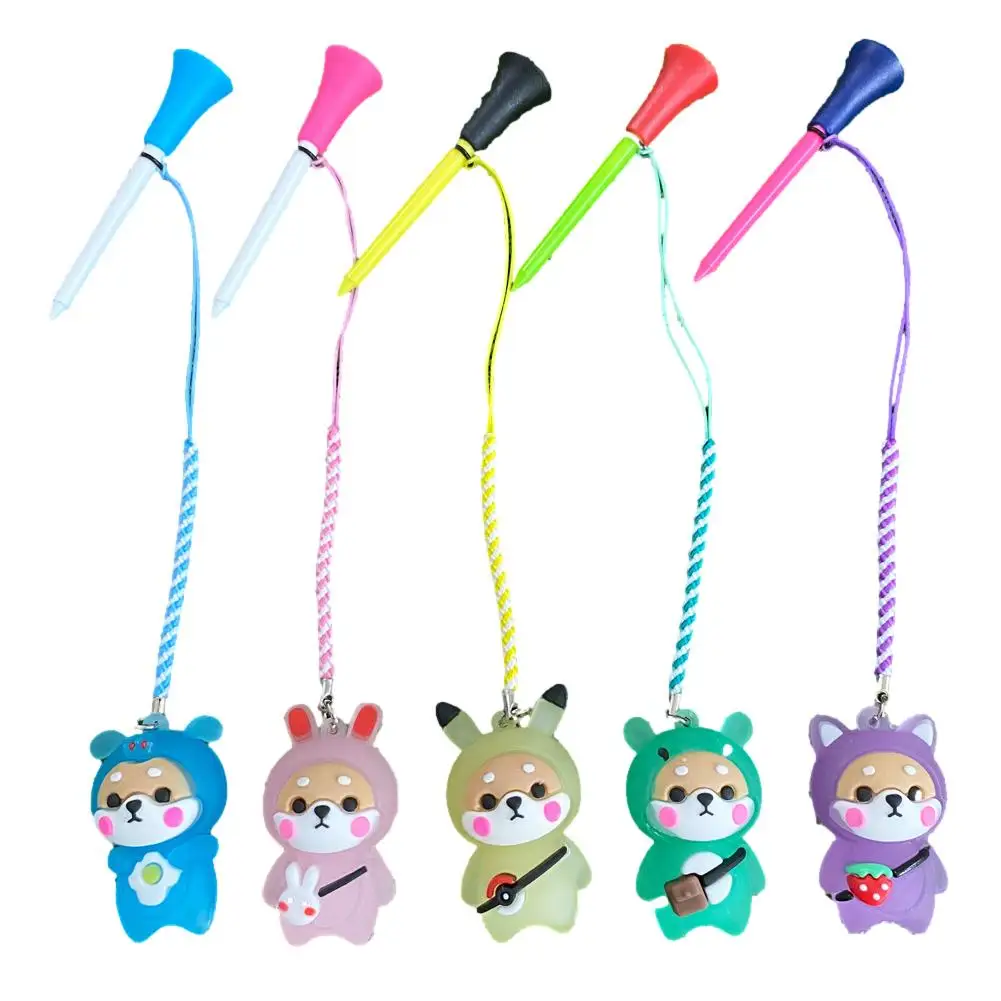 Description Picture 2 of item1Pcs Golf Rubber Tees With Flashing Light Cartoon Cute Prevent Loss Golf Ball Holder With Braided Rope Outdoor Golf Accessory