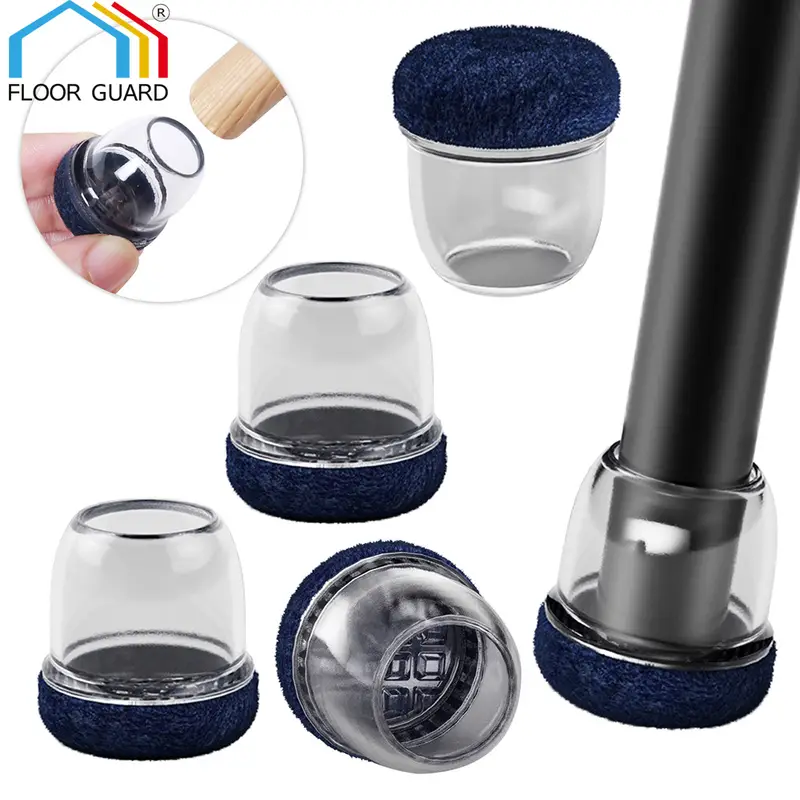 8PCS Black Round Chair Leg Protectors Foot Cover Diagonal with Thick Wrap Felt Pads Silicone Furniture Table Feet Protect Floors - Image 8