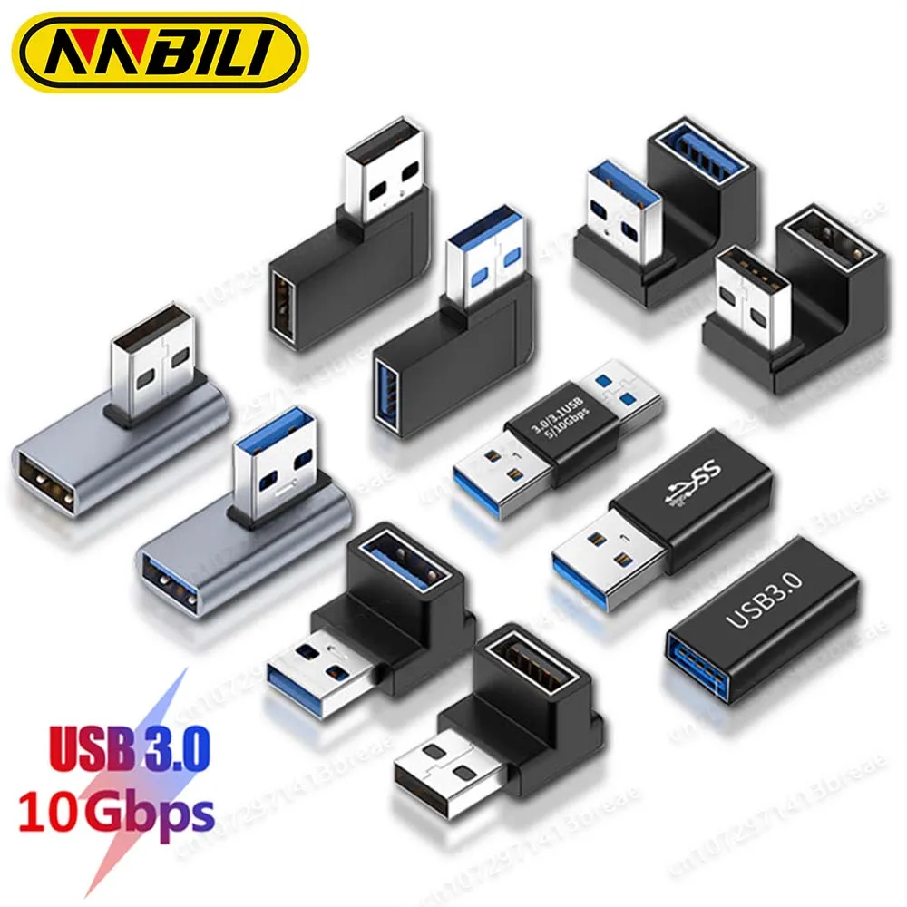 NNBILI 90 Degree Right Angle USB 3.0 Extension Adapter Upward Elbow USB Connector For PC Male to Female Extension Plug Converter Best Sellers In Phones Accessories