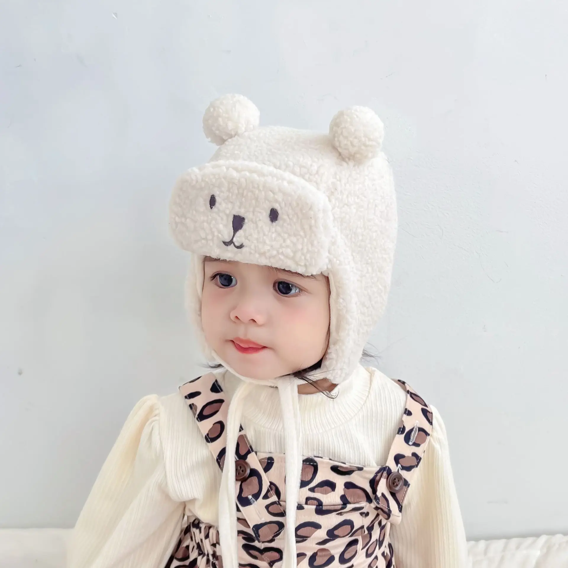 Cartoon Baby Ear Protection Hat Winter Thick Lamb Fleece Earmuffs Cap for Infant Boy Girl Cute Bear Warm Plush Toddler Beanies 3