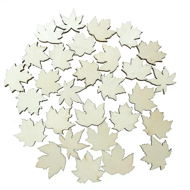 80 Pieces Unfinished Wood Cutouts Maple Leaves Wooden Crafts Fall Shap