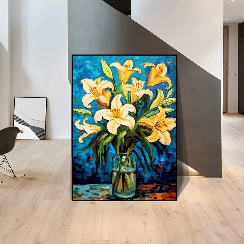 Impressionist Vincent Van Gogh Sunflowers Canvas Painting - Abstract Floral Wall Art Decor