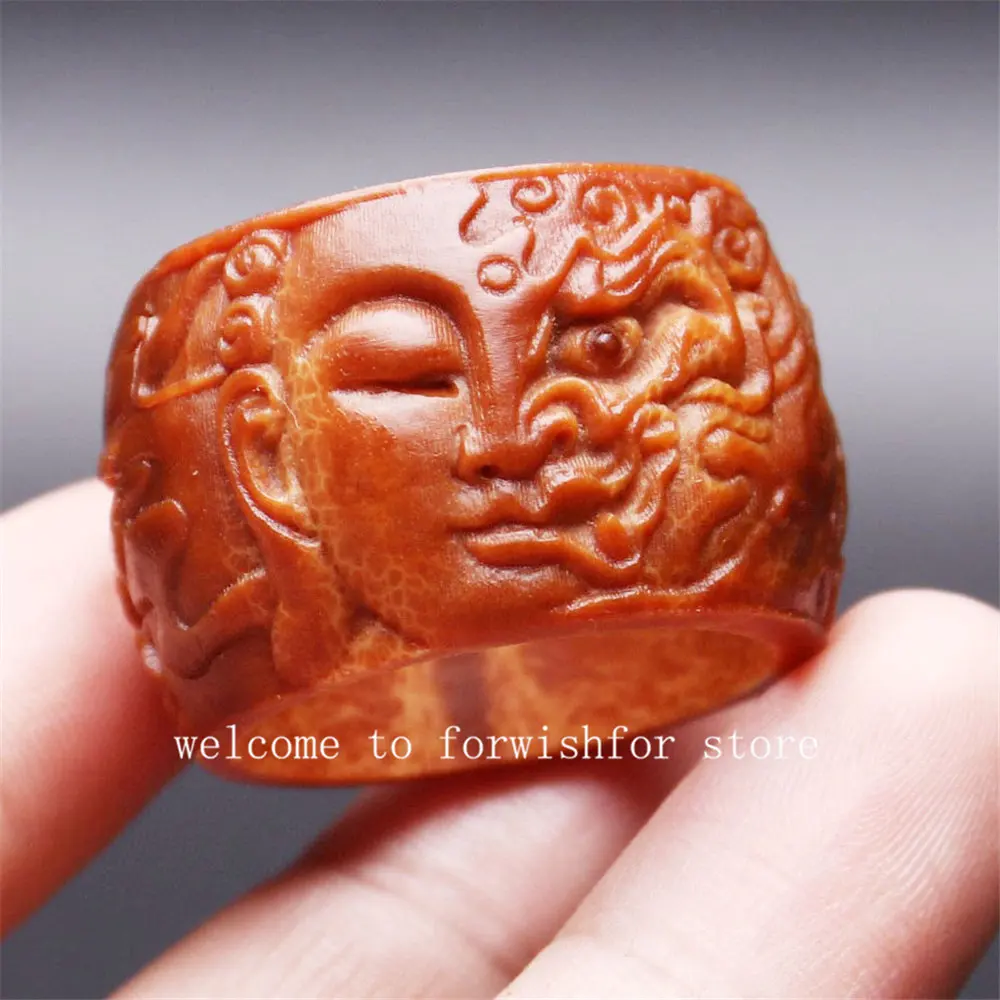 Natural Olive Core Run Ring Carving Wanfu Six Words True Dragon Attenzione Di Non Importa Un Pensiero Tra La Bestia Dei Quattro