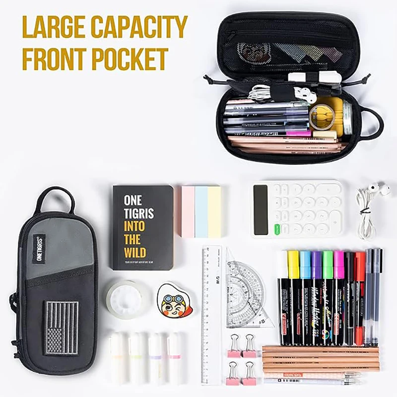 OneTigris Pencil Case- Pencil Pouch for Boys Girls School Office Supplies Stationery Large Capacity Zipper Pencil Bag Organizer