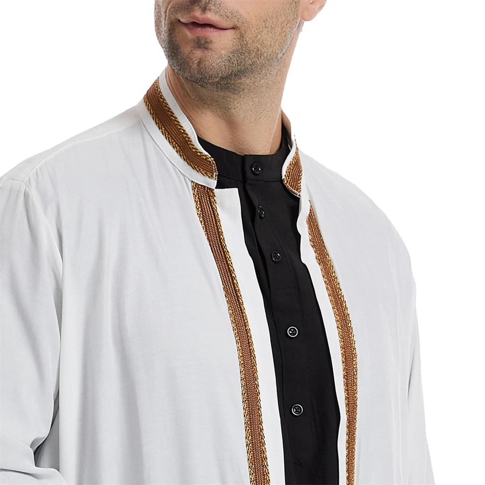 Muslim Men Jubba Thobe Traditional Islam Clothing Ramadan Kaftan Robe Saudi Open Abaya Caftan Jubah Dubai Arab Dress Middle East