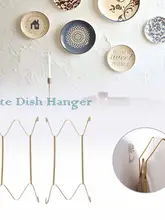  6/7/8/10/12/14/16 Inch W Type Plate Dish Hanger Stainless Steel Wall Display Plates Hanger Dish Spring Holder Invisible Hook 