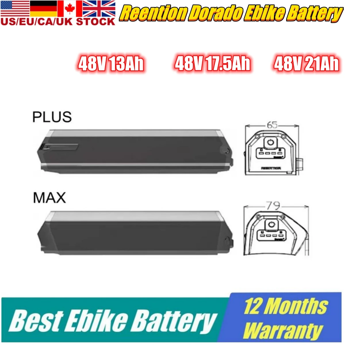 

48volt Magnum i6 Electric Bike Battery Reention Dorado Plus Batteria 17.5ah 48V 13Ah 20ah 21ah Ebike Batteries Pack
