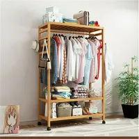 Rolling Clothes Racks Garment Racks Hanging Heavy Duty with Shoe Clothing Storage Organizer Shelves 2