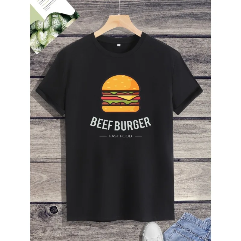 

Casual Creative Hamburger Fast Food Graphic T Shirts Unisex Shirt Pair Summer Unique Novelty O-neck