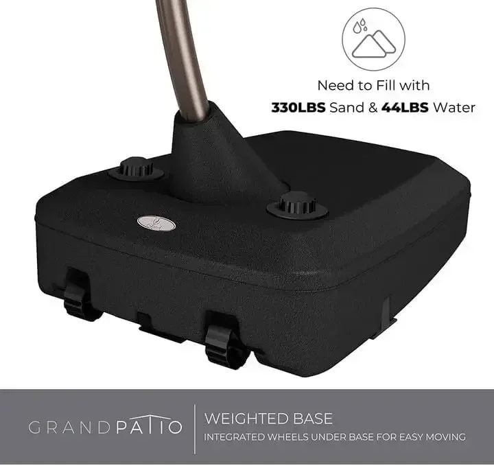 12FT Round Cantilever Patio Umbrella with Base & Cover 4