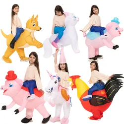 Cute Riding Walking Animal Ride Chicken Dog Pig Duck Cow Cat Inflatable Suit Adult Models Children Models Party Halloween Props