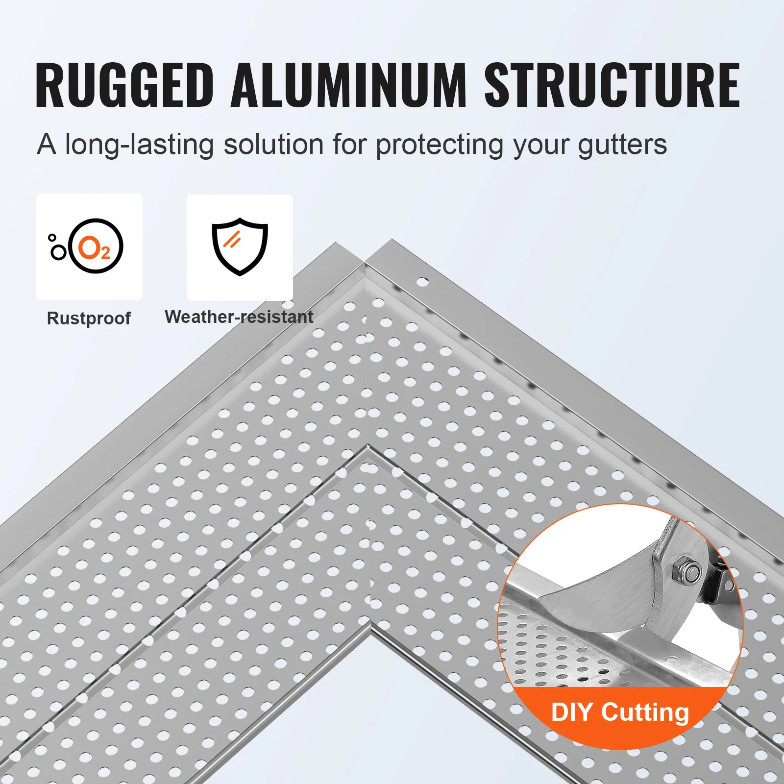 VEVOR Gutter Guard 5/6in Aluminum Leaf Filter DIY Gutter Cover 13/26/52 PCS Raptor Guards Fits Any Roof or Type gutter leaf guard