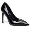 Spring and summer new pointed patent leather square buckle shoes thin high-heeled banquet large size small size women's sandals 2