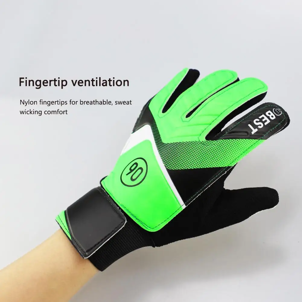 Goalkeeper Gloves Latex Support Football Match Gloves Full Finger Protection Anti-Slip Waterproof Breathable for Kids Adults