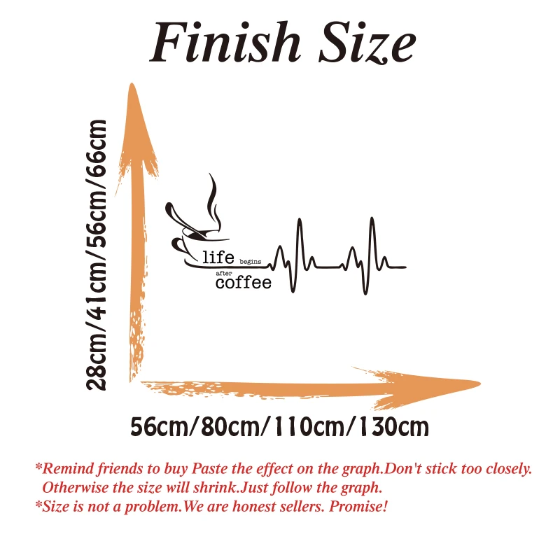 Life Begins After Coffee Heartbeat Wall Sticker Decal Kitchen Restaurant Cafe Shop Inspiral Quote Home Decor wall stickers