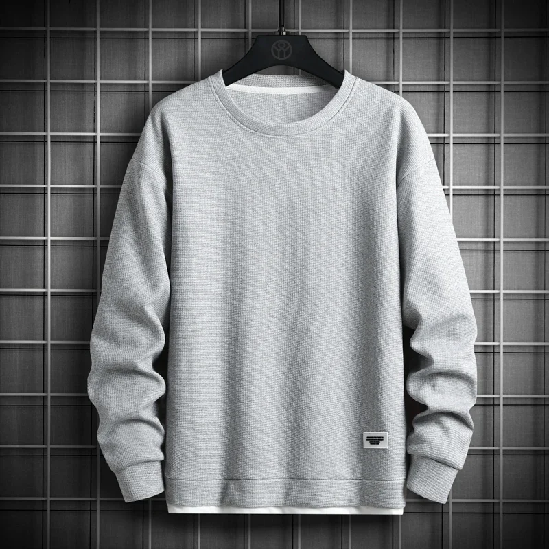 2023 Solid Color Sweatshirt Men's Harajuku Hoodie O Neck Long Sleeve Casual Sweatshirt Men's Pullover Top Dew Men's Harajuku