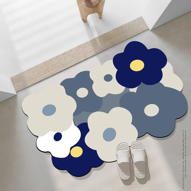 

Bathroom absorbent floor mat, non-slip bathroom door mat, fresh flower rug