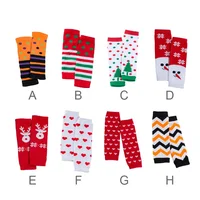 Xmas Baby Crawling Knee Pad Kids Sock Leg Warmer Protector Girl Legging Boy Striped Toddlers Beenwarmers Infant 2