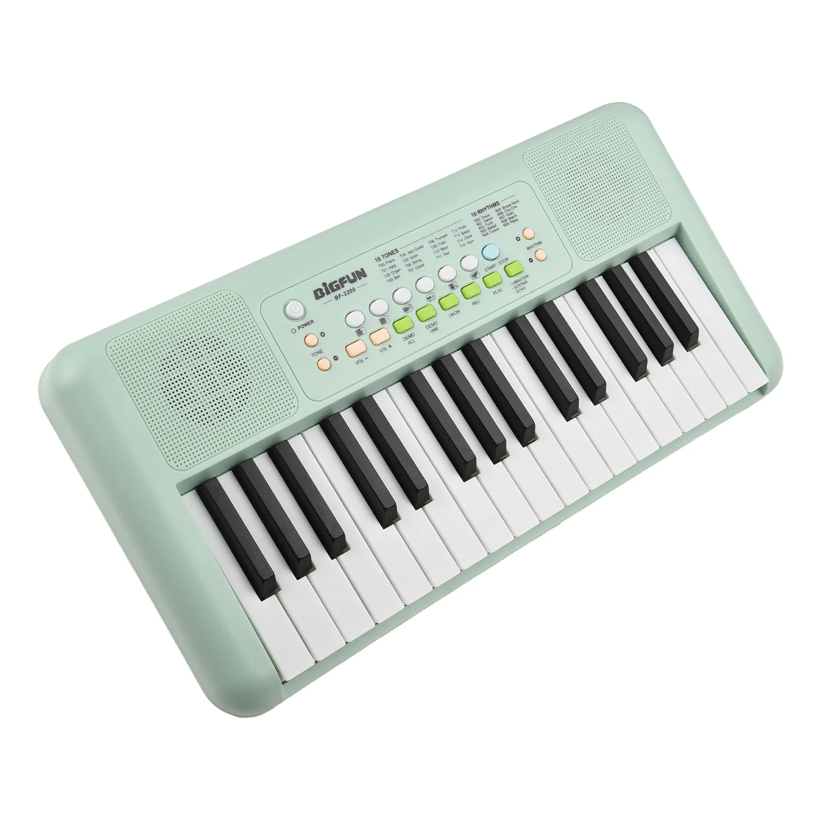 Teclado electrónico de 32 teclas, Piano, 16 tonos, 10 ritmos, 10 demonios, altavoz doble, instrumento Musical con micrófono, modo de Doble potencia