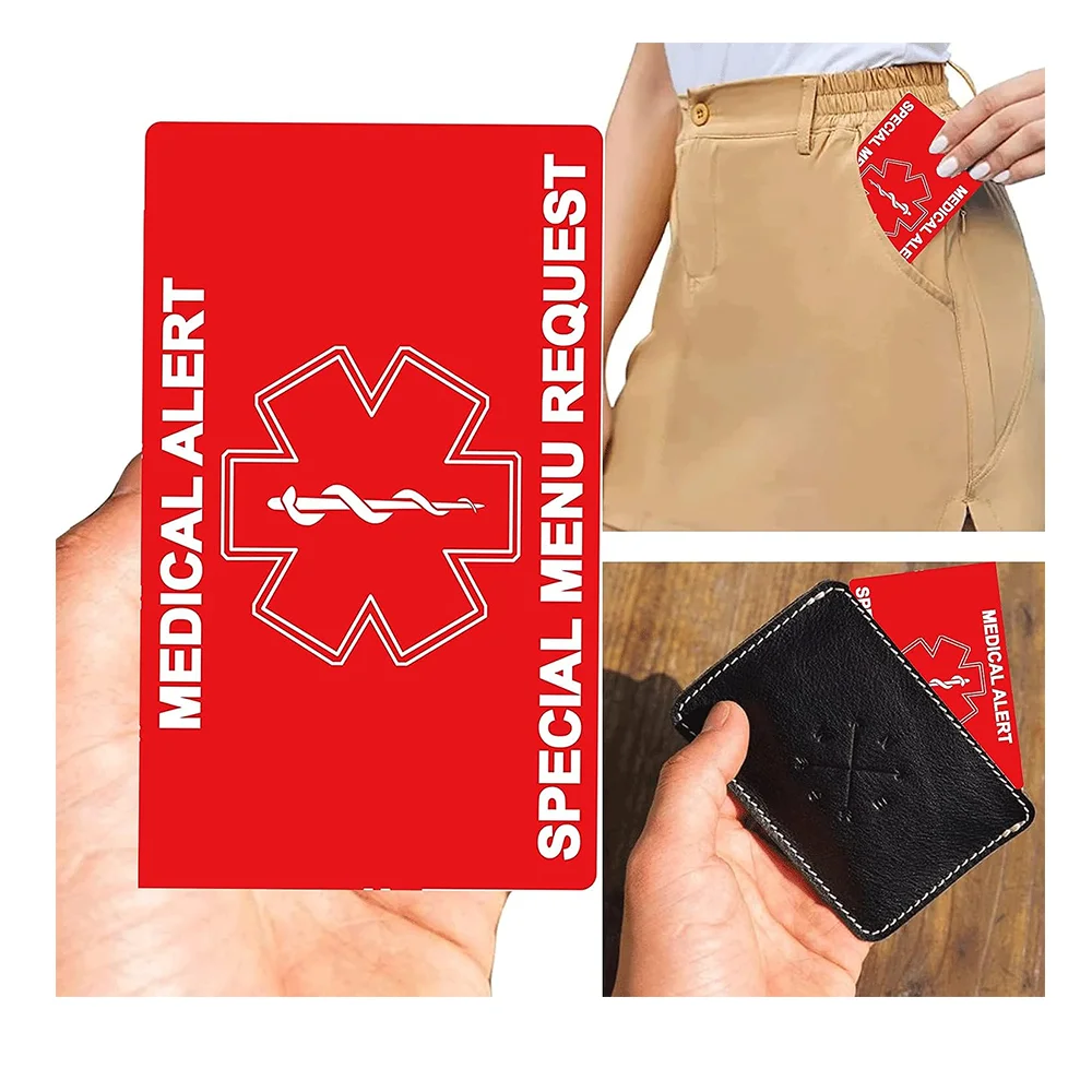 3*4 Inch Weight Loss Surgery (WLS) Card Red Bariatric Restaurant Card 2 Pack Special Menu Restaurant Request Plastic