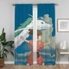 Elegant Room Curtains 2 Pieces Spiriteds Away Window Curtain Tulle for Bedroom Partition Shades Home Interior Curtains Living 3