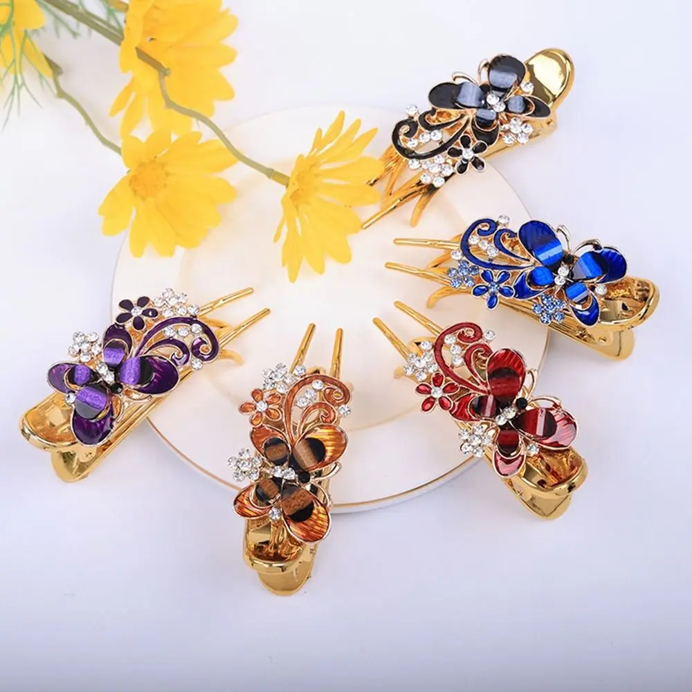 Description Picture 3 of itemTools Mother Hair Clip Flower Butterfly Hair Clip Female Hair Accessories Korean Style Hairpin Rhinestone Duckbill Clip