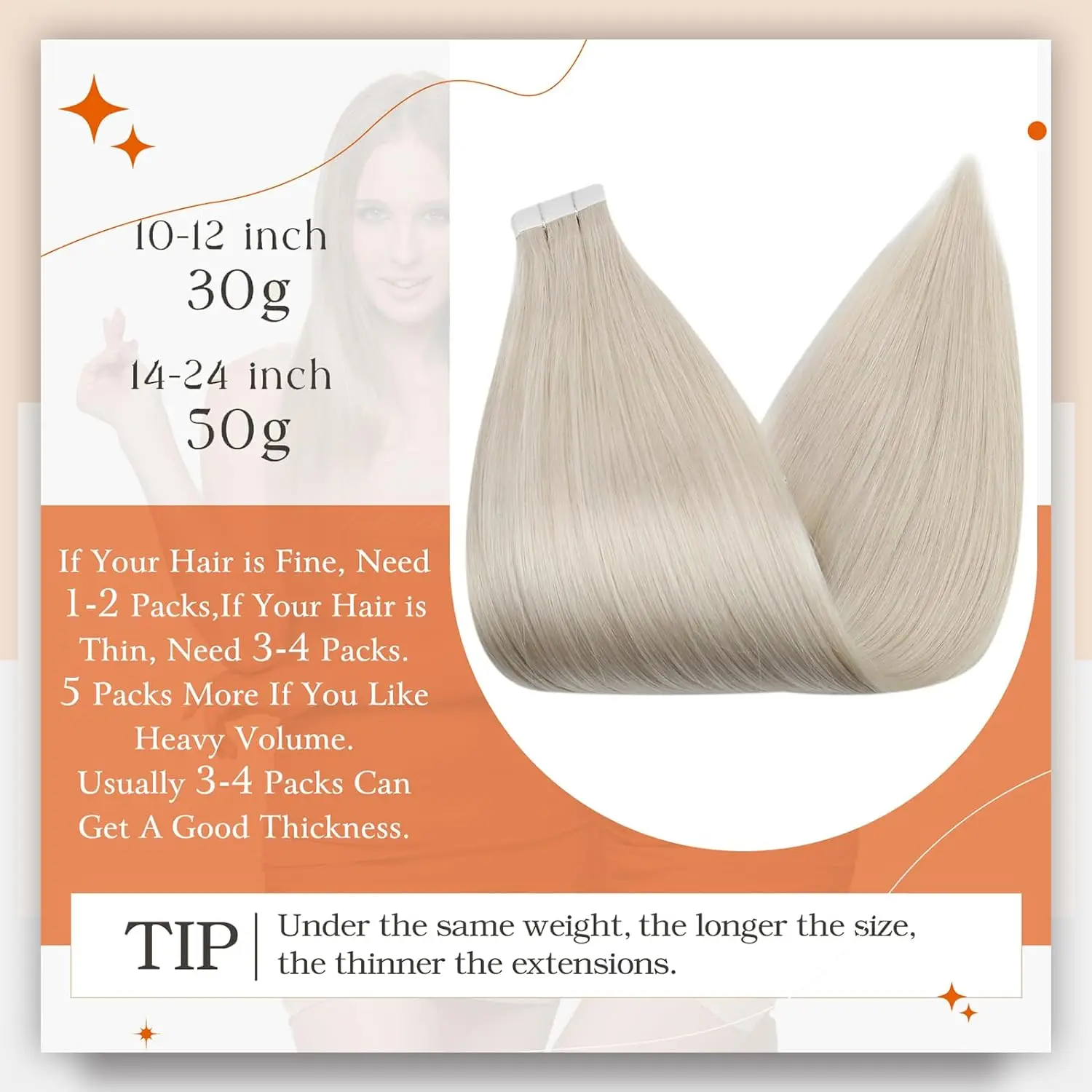 Human Hair Extensions Tape in Invisible Double Sided Silky Straight