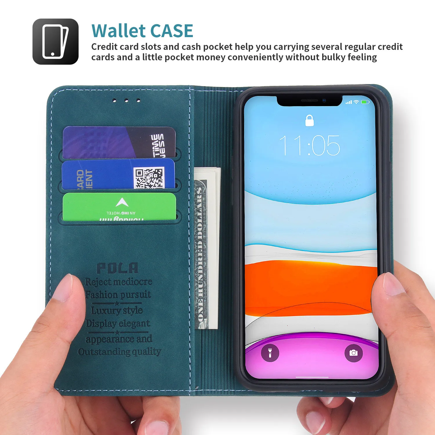 Luxury Magnetic Leather Wallet Phone Case with Card Slots and Stand Feature