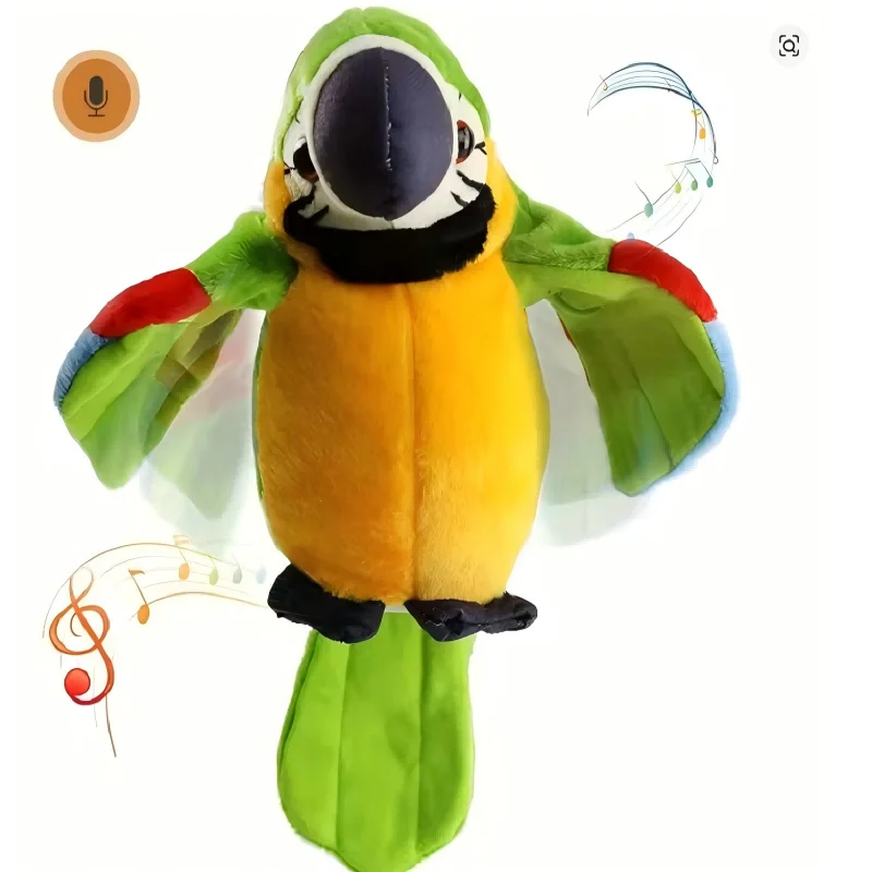 Pratende papegaai pluche speelgoed, herhaalt wat je zegt, interactief knuffeldier voor kinderen, educatief elektronisch huisdier met geluid, Chris_voghion.com