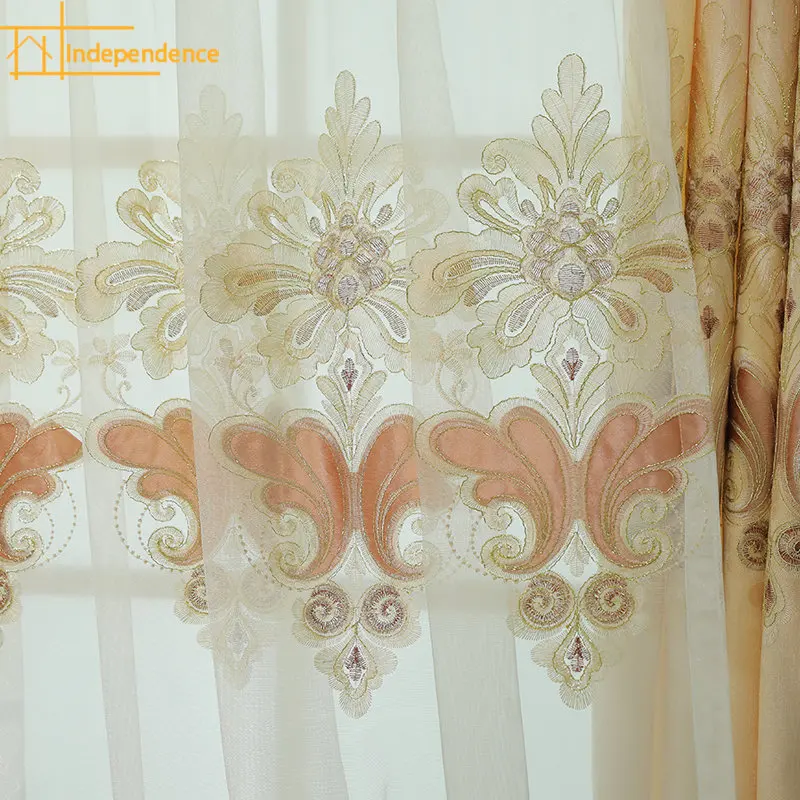 

New living room luxury atmosphere simple European high-end embroidery blackout curtains Curtains for Living dining room bedroom