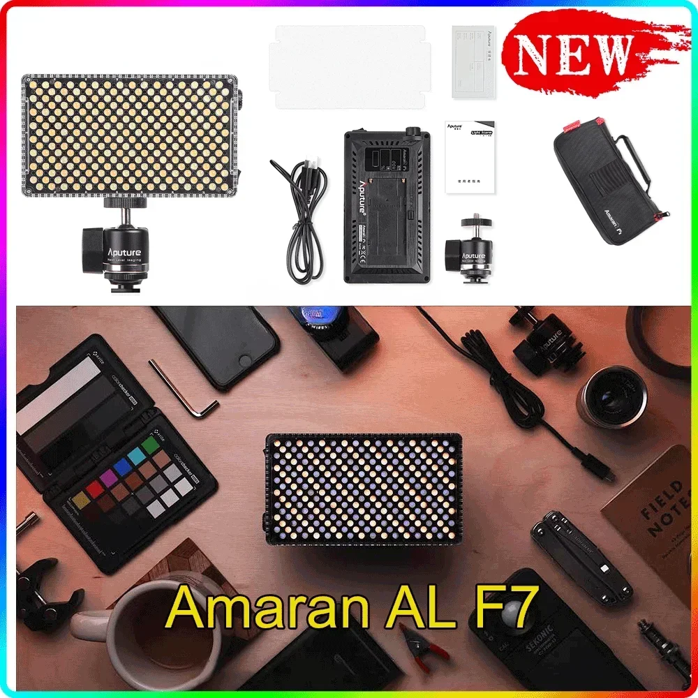 Aputure AL-F7 LED 사진 채우기 라이트 휴대용 조절 가능한 셀카 라이트 비디오 인터뷰 소형 SLR 카메라 휴대용 라이트
