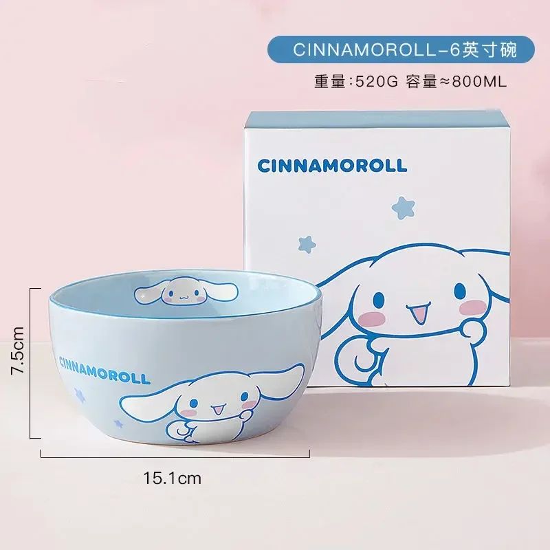 thumbnail image 1 of Sanrio Tableware Cinnamoroll Bowl Spoon Plate Cartoon Kawaii Ceramic Tableware Kitchen Utensil Food Storage Set Household Gifts, 1 of 5