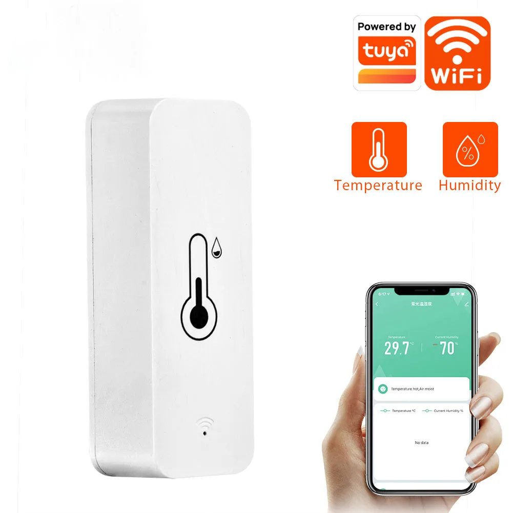 Saf116999ca924d36bc2f2fa002cdc69d0 Tuya Smart Temperature And Humidity Sensor WiFi APP Remote Monitor For Smart Home Work With Alexa Google Real Time Monitoring