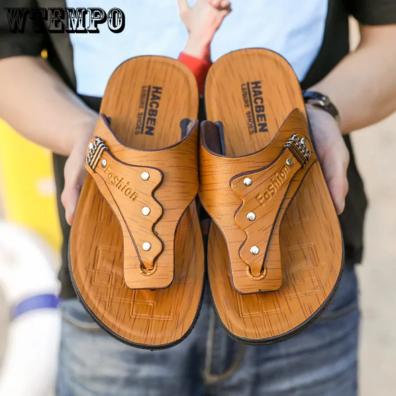 

Upgraded Version Beach Flip-flops Men's Shoes Men's Pinch Toe Beach Shoes Men's Non-slip Slippers Massage Sandals
