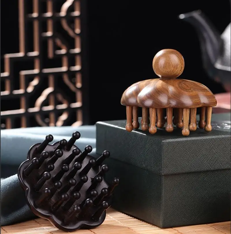 

Massage Comb Wooden Head Meridian Comb Head Massage Male and Female Scraping Scalp Dredging Wide Tooth Massage Comb