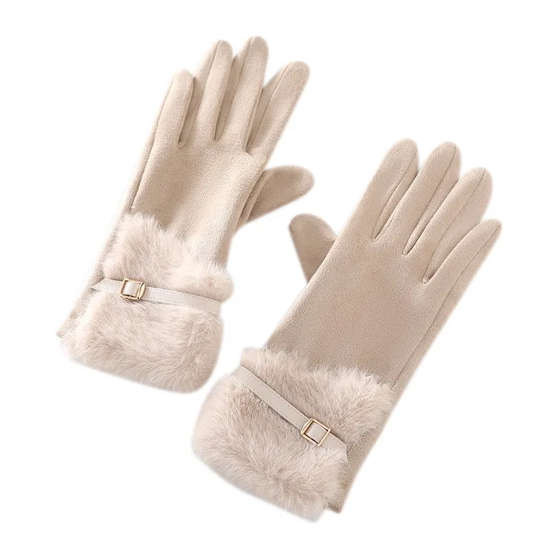 Women's Winter Gloves with Fleece Lining, Warm, Windproof, Cold-Resistant, Plush Decoration, Touchscreen Compatible, Suitable fo - 5