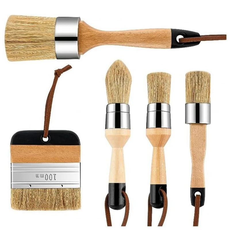

5PCS Chalk And Wax Paint Brush Chalk Paint Brush For DIY Painting And Waxing Tool For Waxing Furniture,