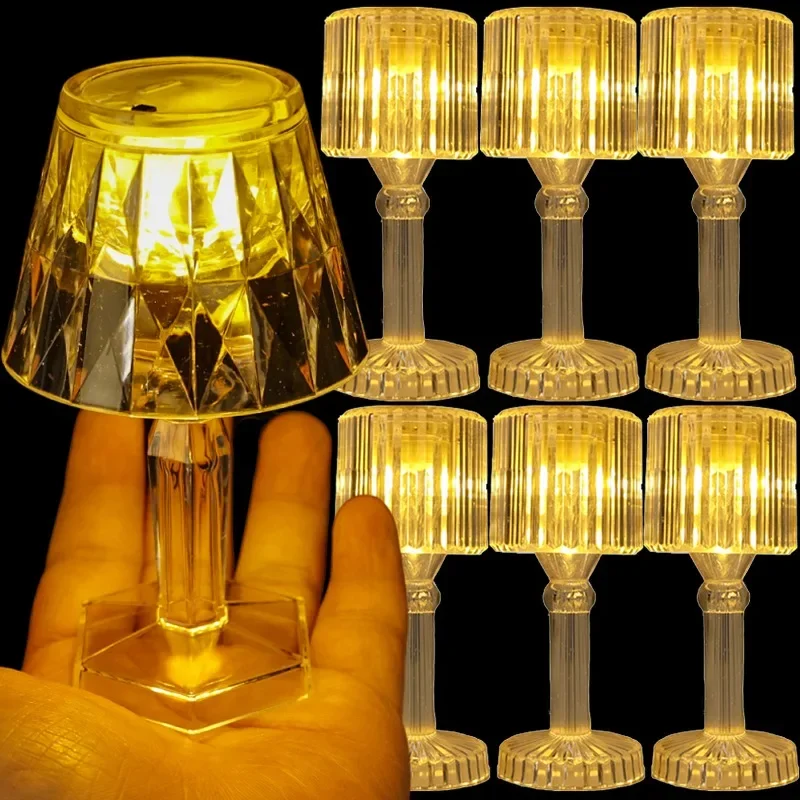 LED Portable Night Lights Acrylic Crystal Light Bedroom Decoration Nightlight Kids Gift for Home Wedding Xmas Festival Decor