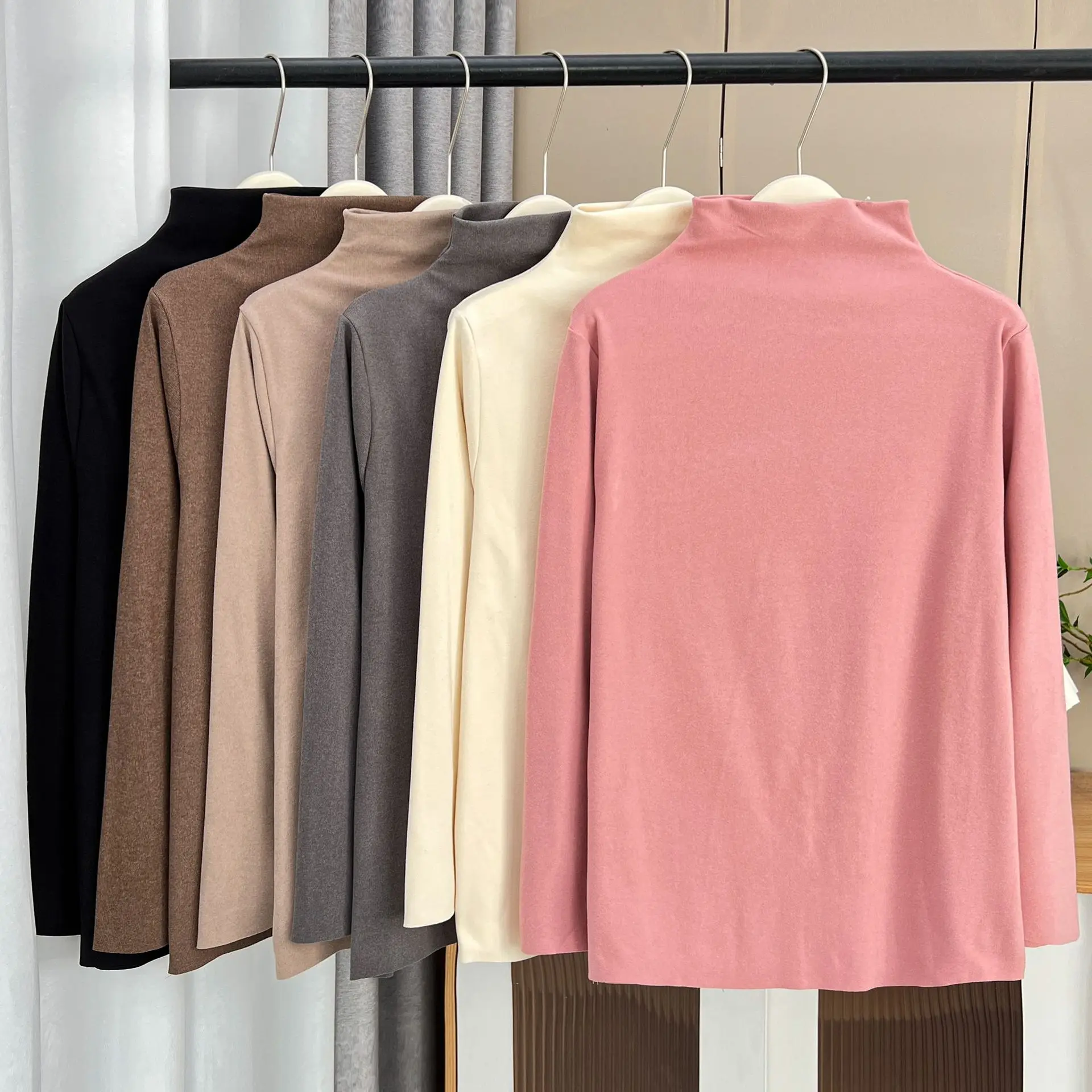 Solid Color Basic Tops for Women, Casual Basic Tops, Plus Size, Velvet Fabric, Warm T-Shirt, 100kg, Autumn and Winter