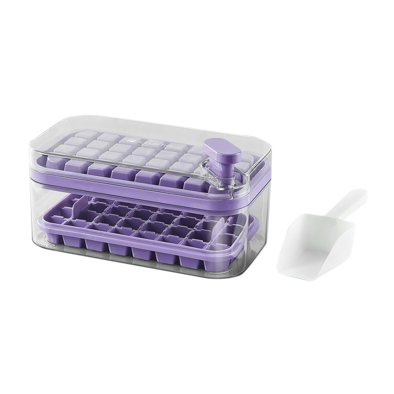 Double layer compressed ice tray with cover, BPA free ice tray, ice tray  with cover, each layer 32 cubic ice tray 