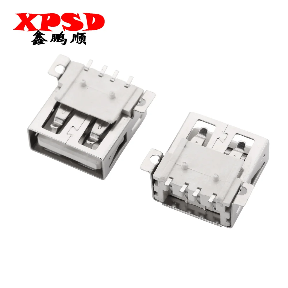 10PCS USB Connector Female Seat USB AF Female Socket 4P SMT Edgeless 180 degree flat port 10pcs ipx u fl rf coaxial connector smd smt solder pcb mount socket jack female connectors antenna block seat