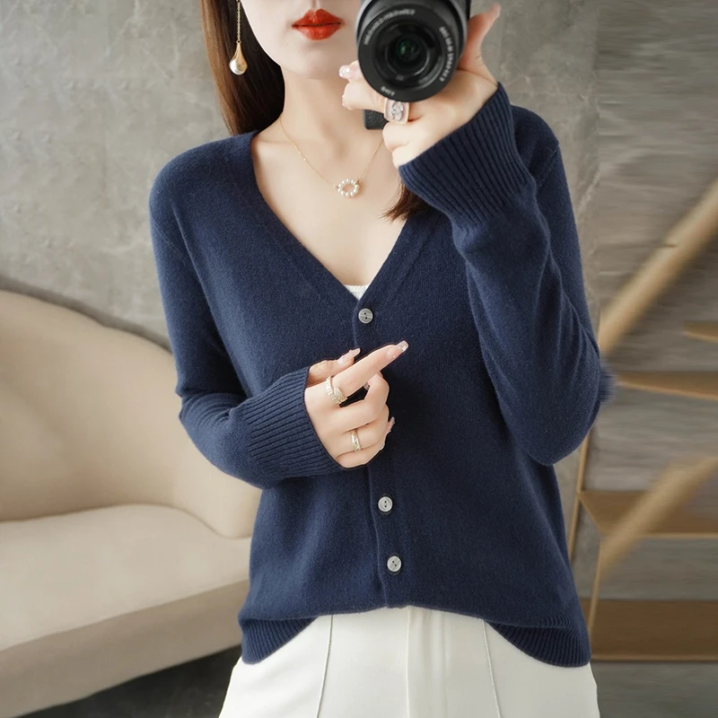 New V-Neck Temperament Small Fragrant Wind Women Loose Sweater Sweater All Sweater Coat Special Offer Cardigan ZHI D035 - Image 4