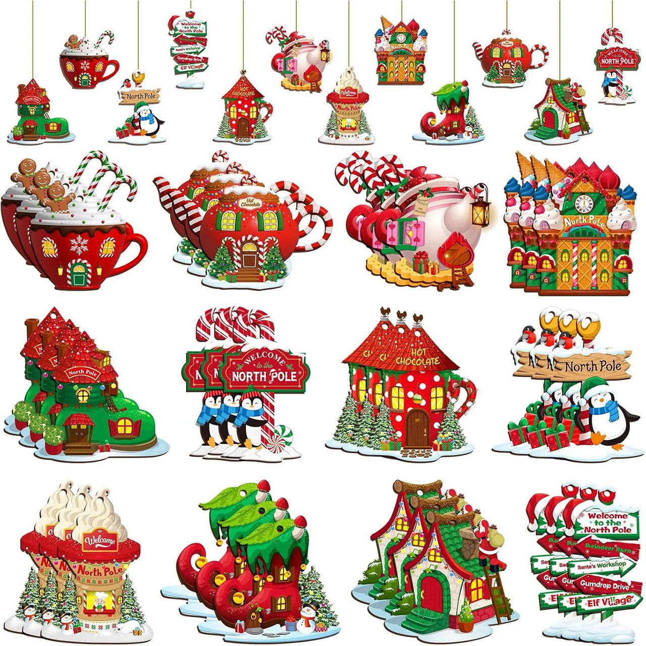 12Pcs Christmas Wooden Pendants Gingerbread Man Xmas Tree Hanging Ornaments Home Party Christmas Decor Navidad New Year Gifts