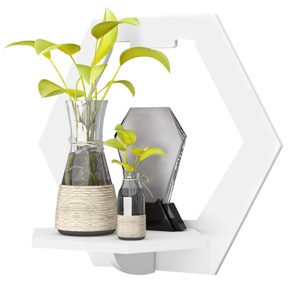 Hexagon Wall Shelf Punch Free Bedside Wall Display Stand Flower Pot Holder Mounted Organizer TV Background Decor 3/6pcs Storage Rack Wall Shelf Organizer Wall Shelf