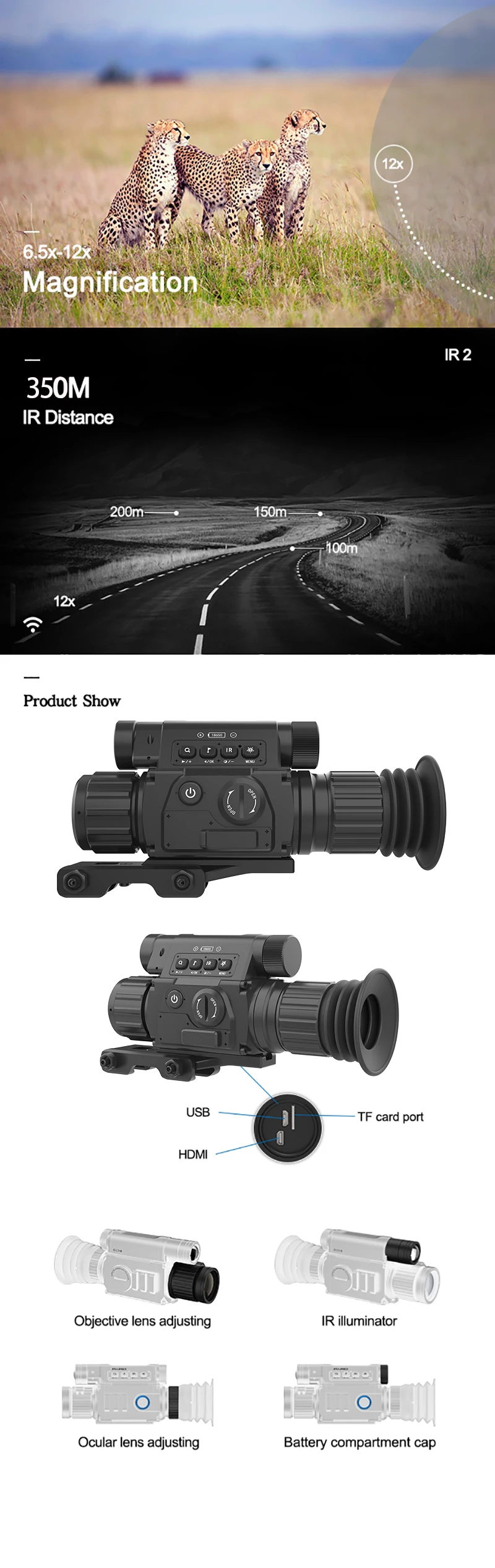 Digital Day and Night Vision Scope Monocular IR 850nm Night Vision