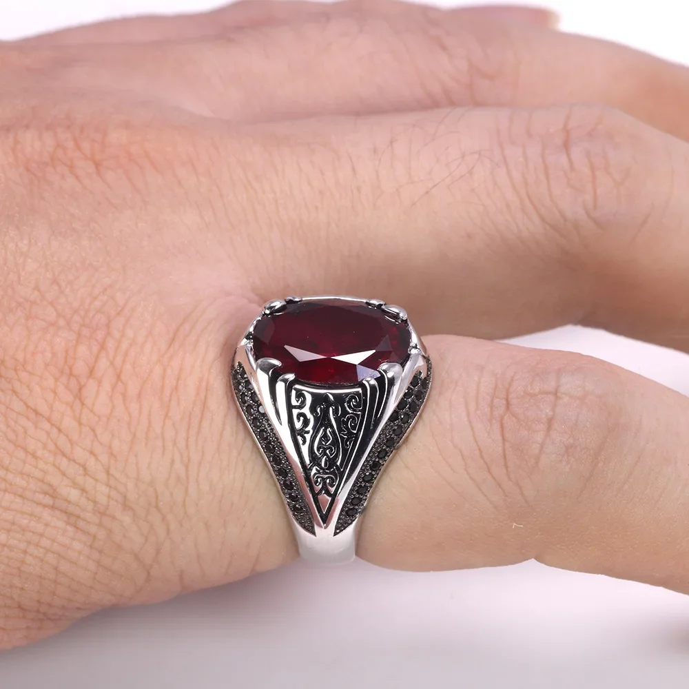 Silver Rings Guaranteed 925 Silver Rings Luxury Turkish Jewellery For Men And Women With Zircon Stone Retro Vintage Rings