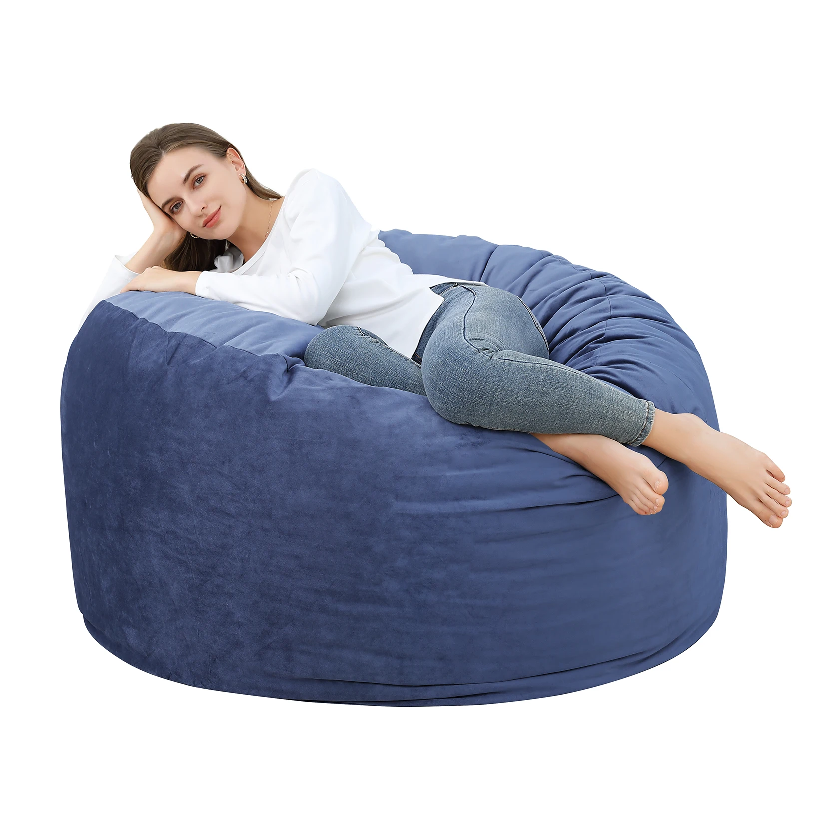 Riesiger Sitzsack mit Hochelastischem Memory-Schaum, Gefülltes Sitzsack-Sofa mit Niederländischem Samtbezug, Plüsch-Faulenzersitz – Detail 11