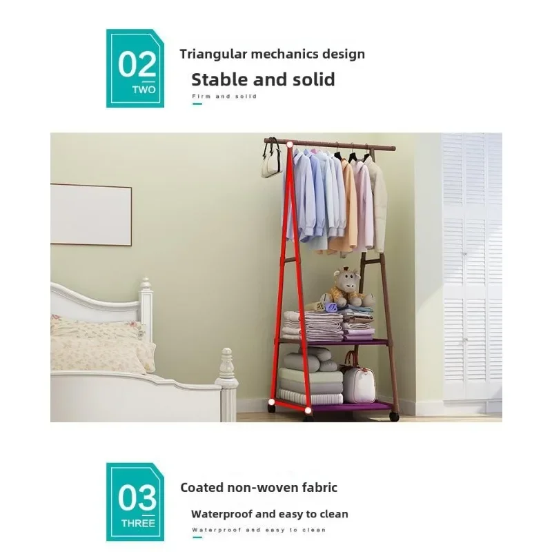 Bedroom at night sleep clothes bed simple drying rack clothes and hat rack floor hanging clothes tripod 6