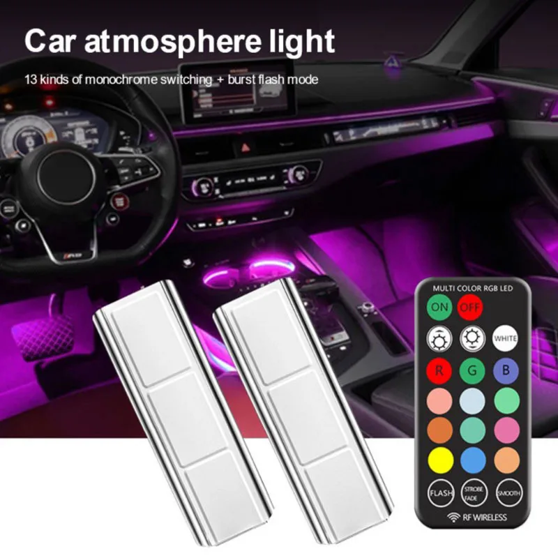 

Разноцветная светодиодная подсветка для салона автомобиля, RGB, беспроводной пульт дистанционного управления, автомобильная декоративная п...